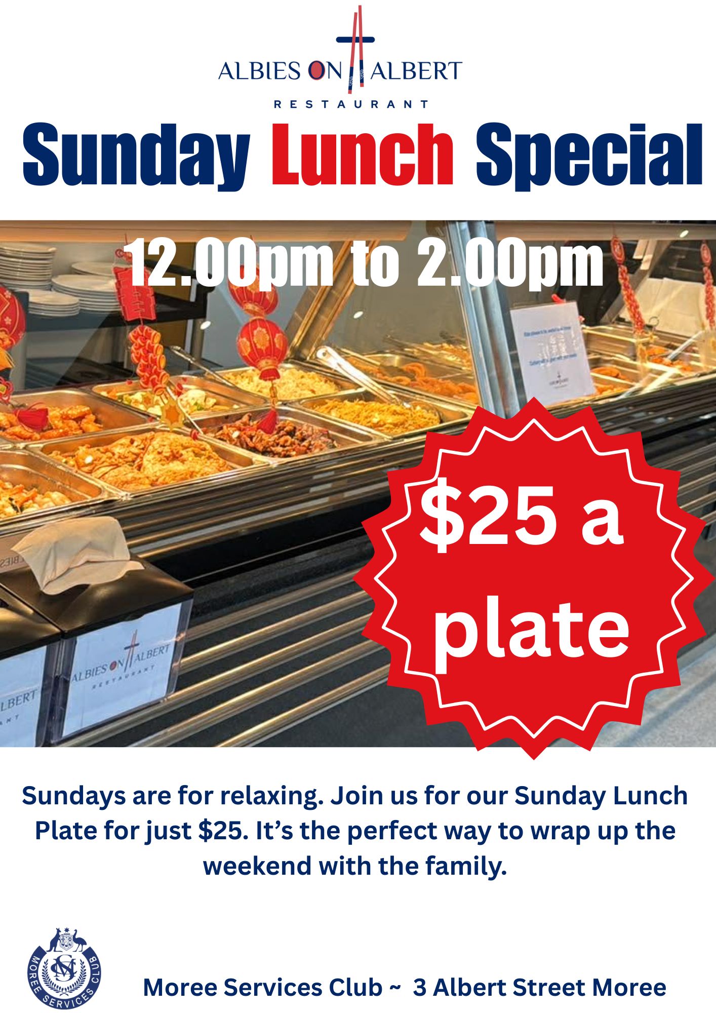Moree Services Club Menu